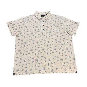 Footjoy Todd Snyder Polo Mens XXL‎ White All Over Print Blue Performance Golf